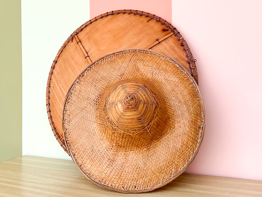 Pair of Cane and Rattan Hats