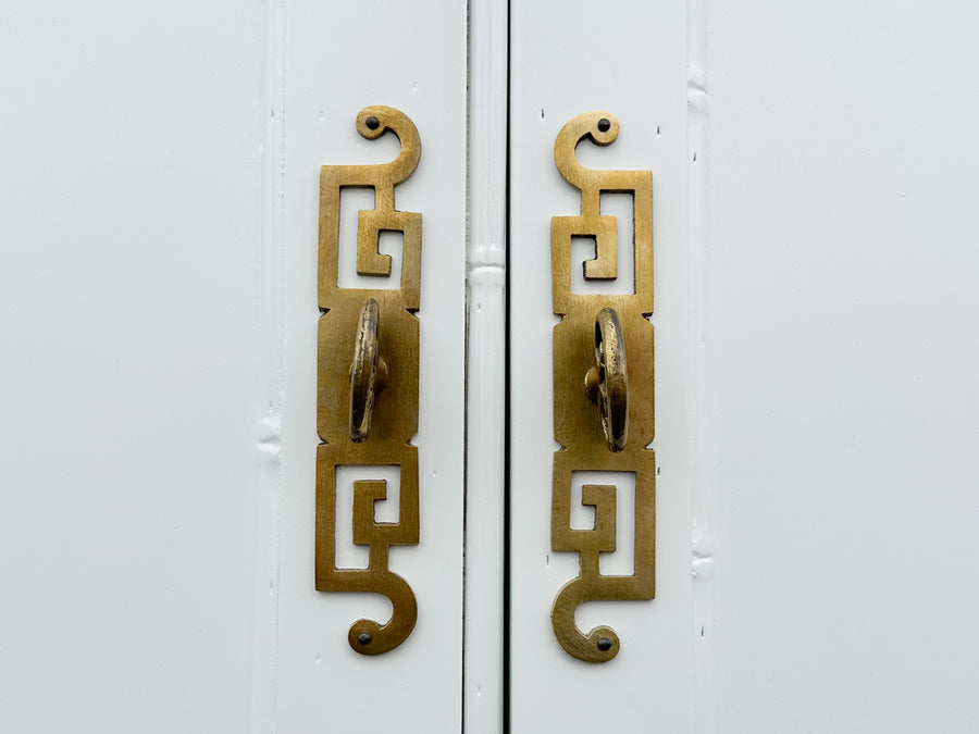 Newly Painted Faux Bamboo Greek Key Century Cabinet