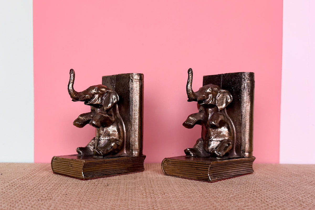 Petite Brass Elephant Bookends
