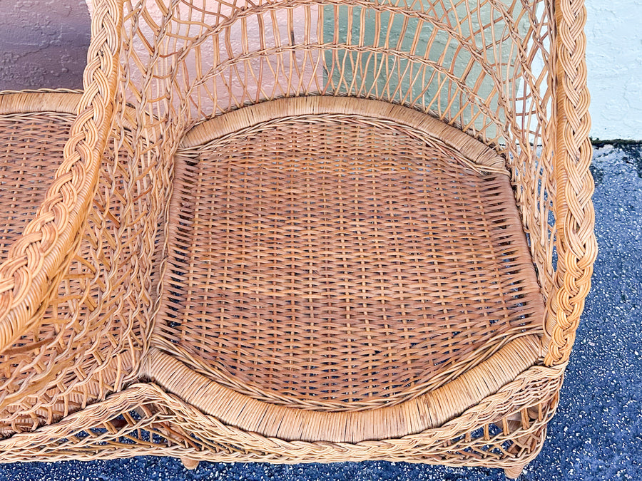 Braided Rattan Kissing Bench