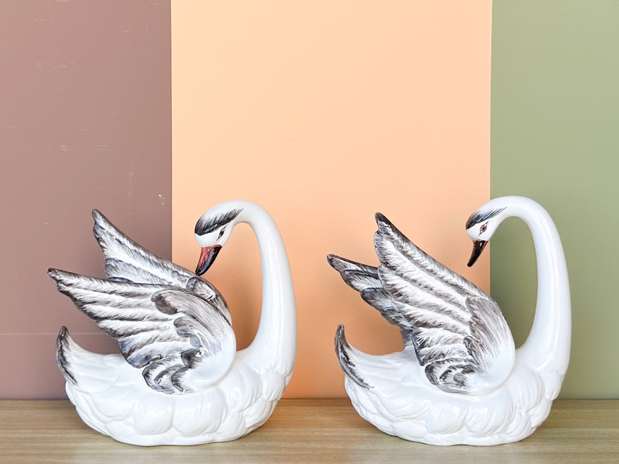 Pair of Italian Ceramic Swans