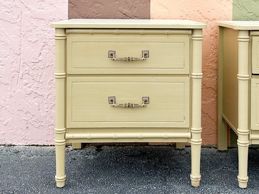 Pair of Faux Bamboo Nightstands