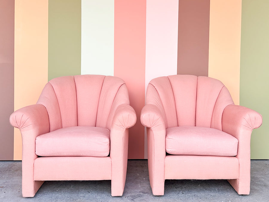 Pair of Pink Chic Thomasville Scallop Back Chairs