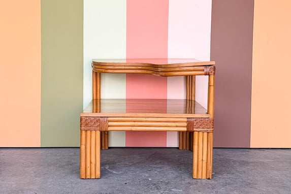 Frankl Style Rattan Two Tier Side Table