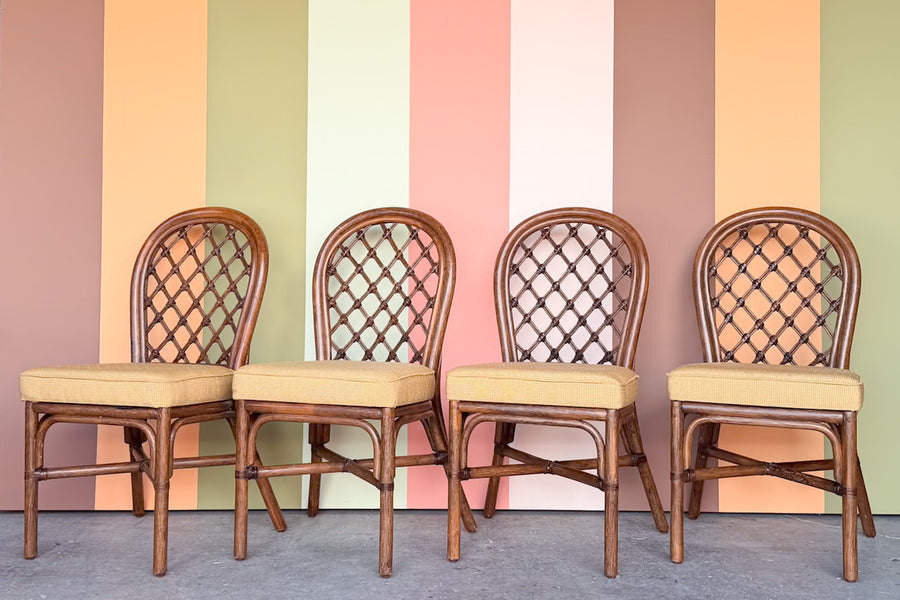 Lattice Rattan Game Table Set