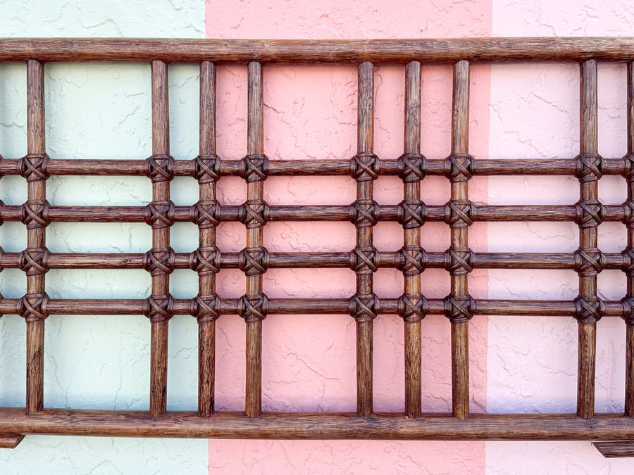 Pair of West Indies Style Rattan Full Headboards