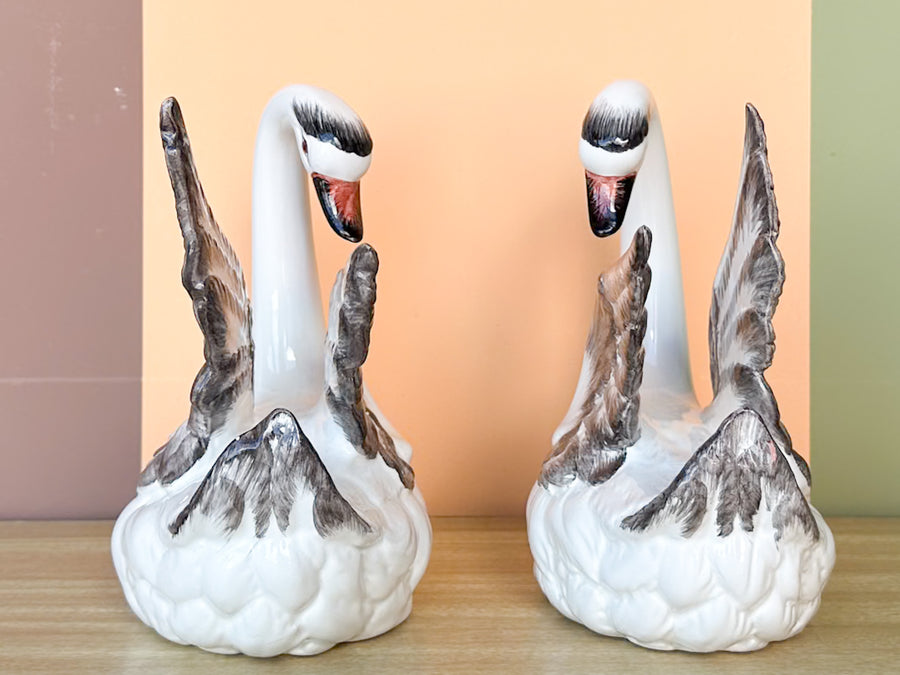 Pair of Italian Ceramic Swans
