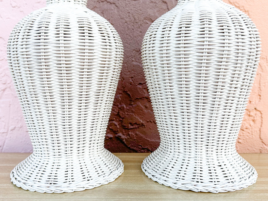 Pair of Cute Wicker Lamps