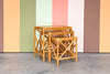 Trio of Chippendale Rattan Nesting Tables