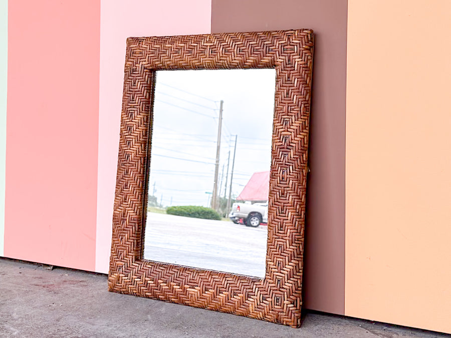 Petite Woven Rattan Mirror