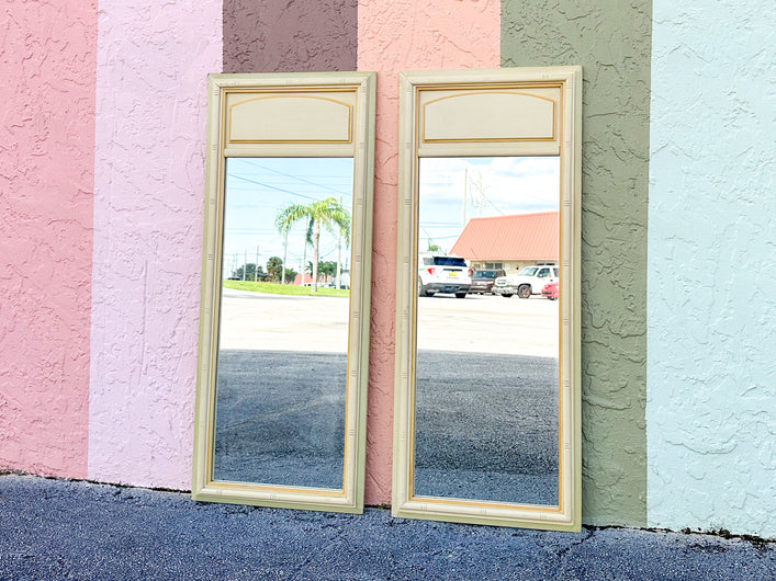 Pair of Yellow Faux Bamboo Mirrors