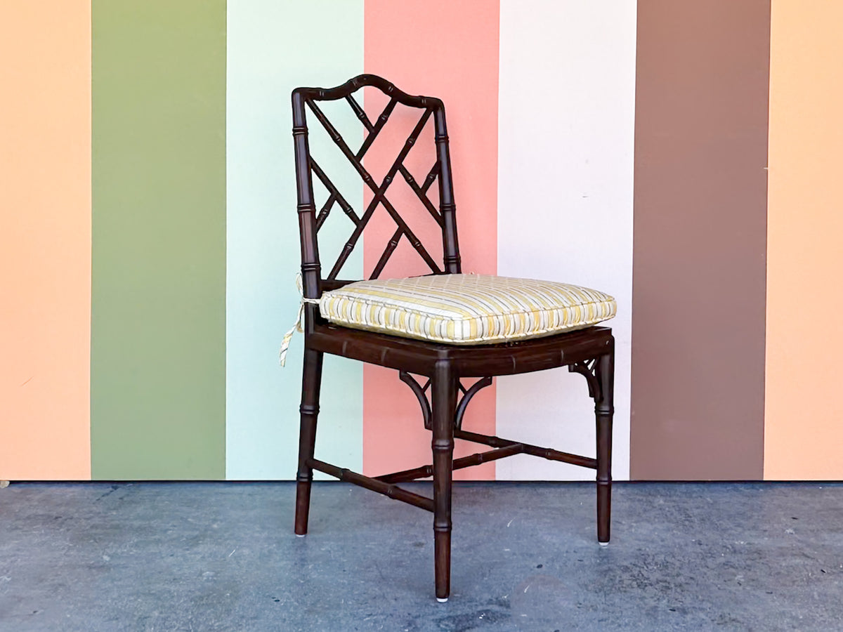 Chippendale Faux Bamboo and Cane Side Chair