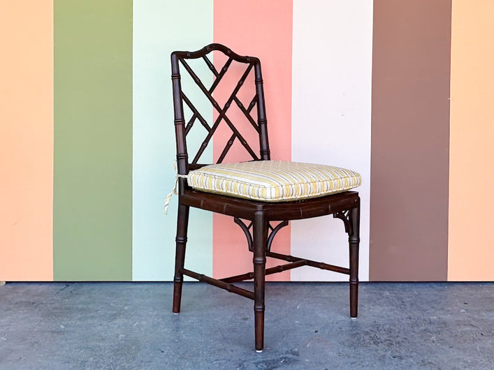 Chippendale Faux Bamboo and Cane Side Chair