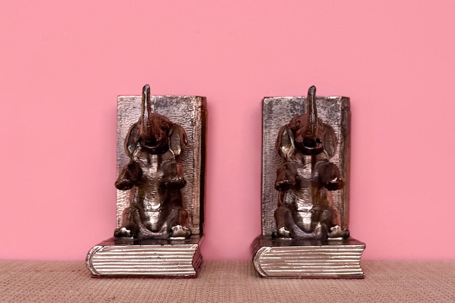 Petite Brass Elephant Bookends