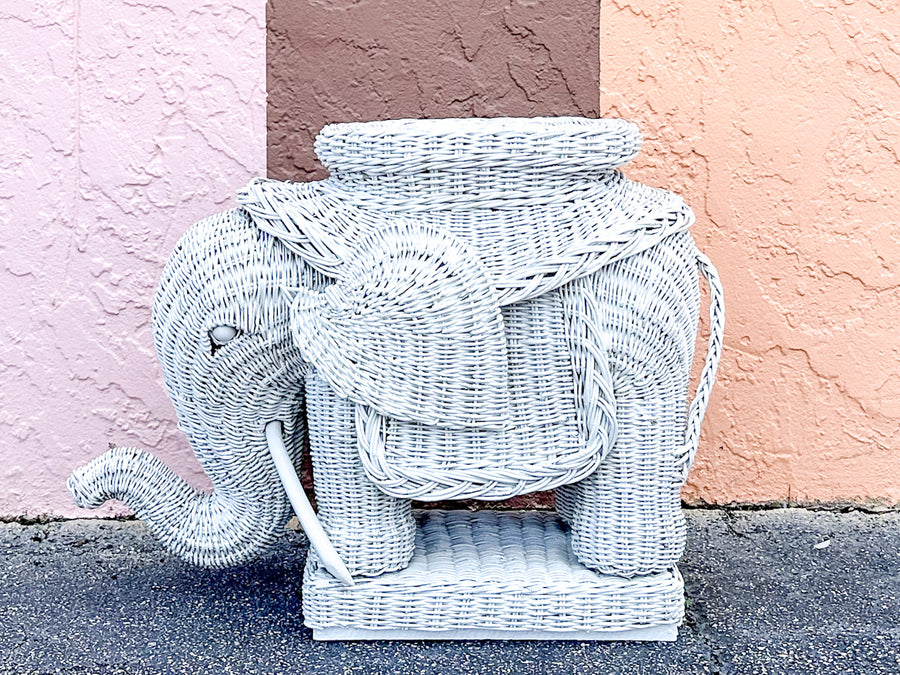 Wicker Elephant Garden Seat