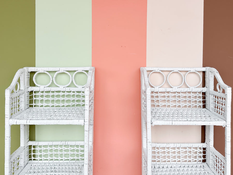 Pair of Sweet Wicker Etageres