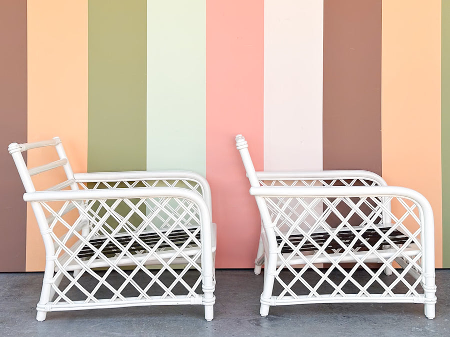Pair of Ficks Reed Rattan Lounge Chairs