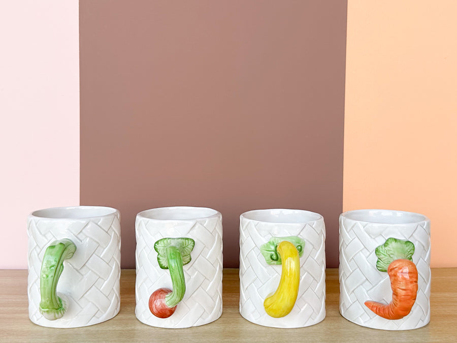 Set of Four Fitz and Floyd Veggie Mugs