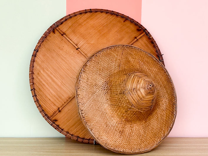Pair of Cane and Rattan Hats