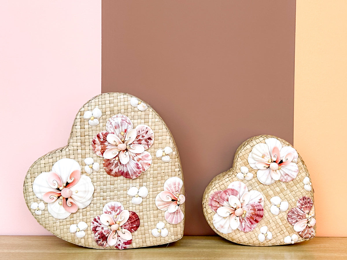 Pair of Heart Shaped Shell Boxes