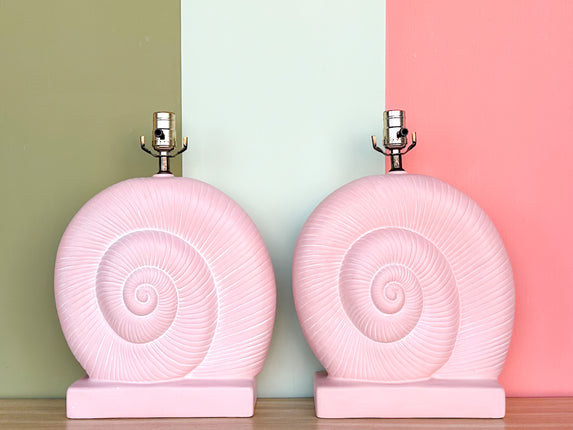 Pair of Pink Nautilus Lamps