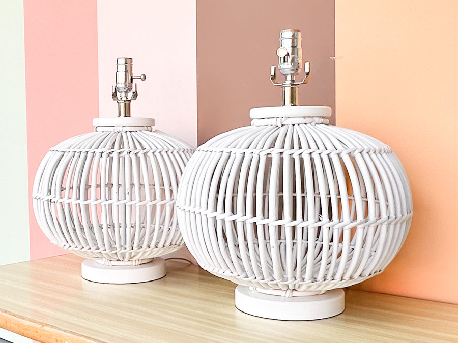 Pair of Island Chic Rattan Lamps