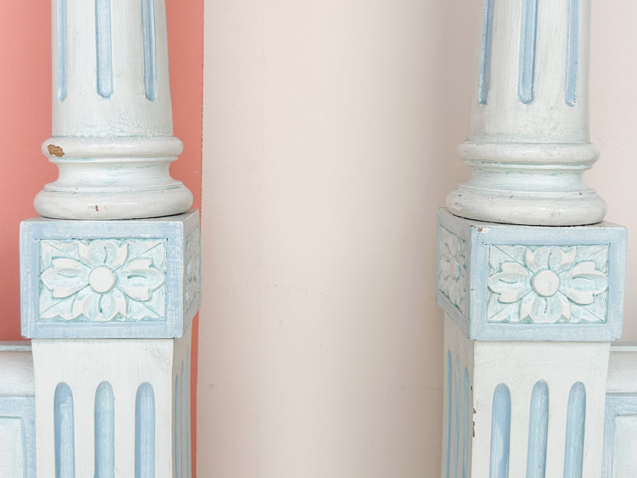 Pair of Painted Cane Spindle Twin Headboards