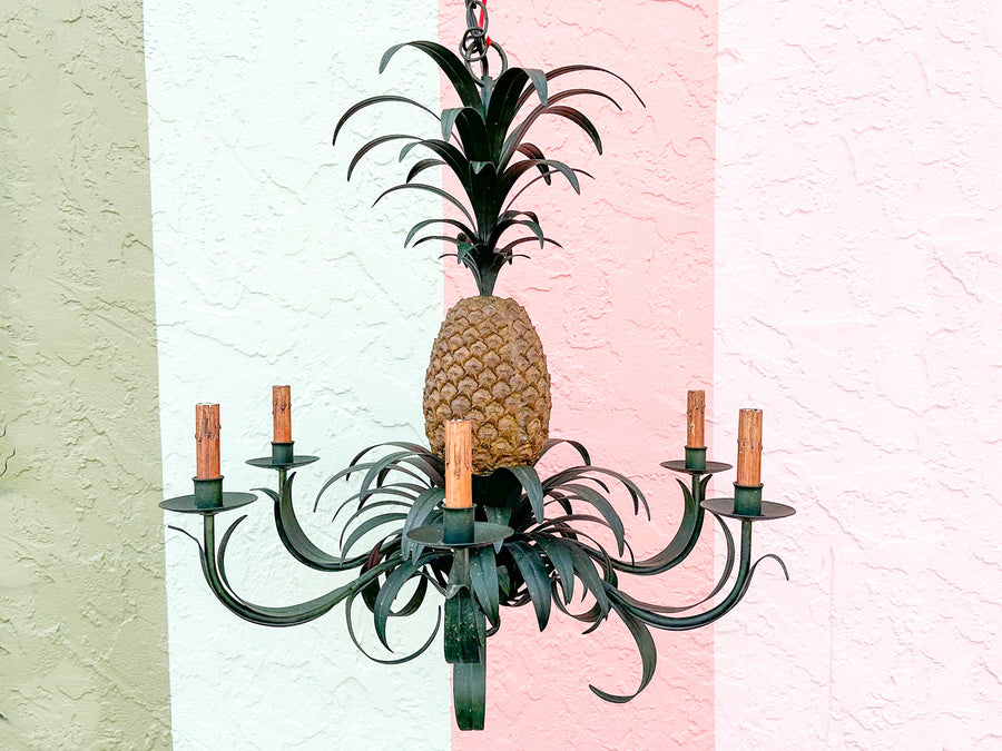 Currey and Company Tole Pineapple Chandelier