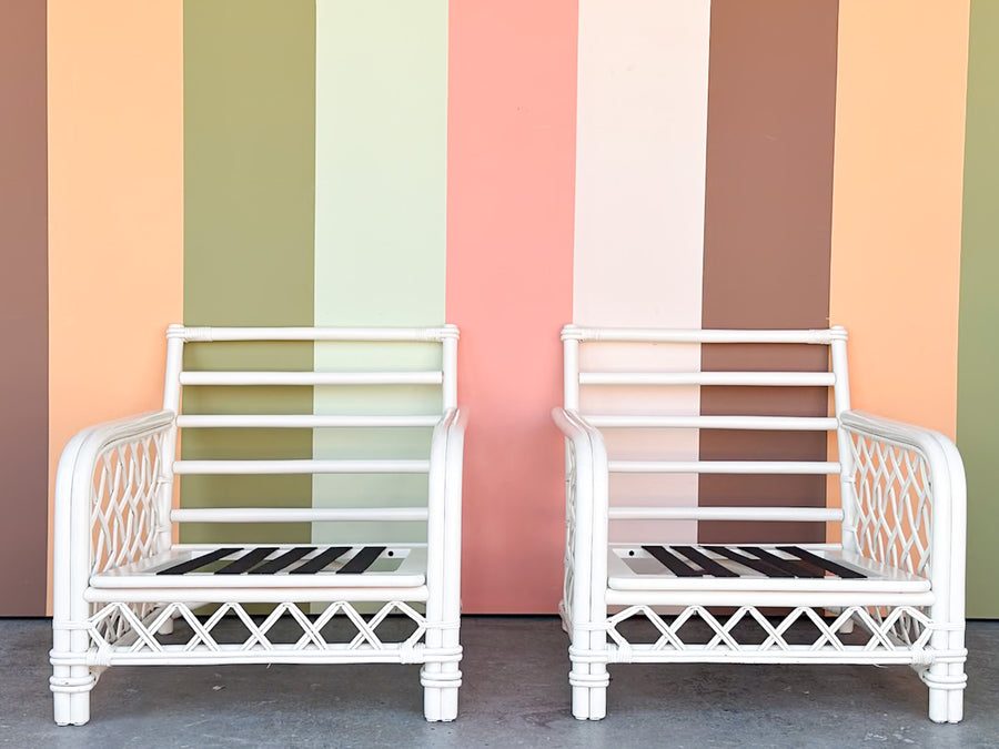 Pair of Ficks Reed Rattan Lounge Chairs