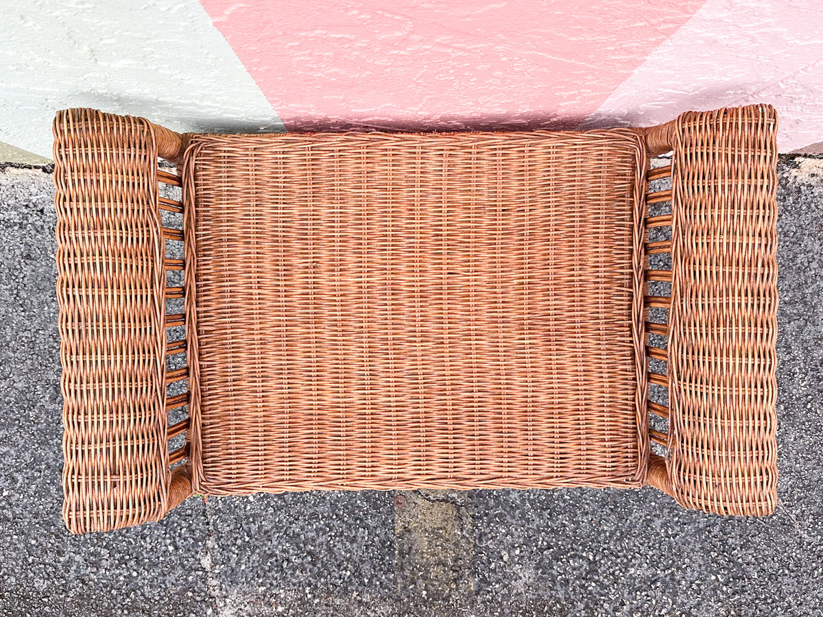 Fierce Leopard Print Rattan Ottoman