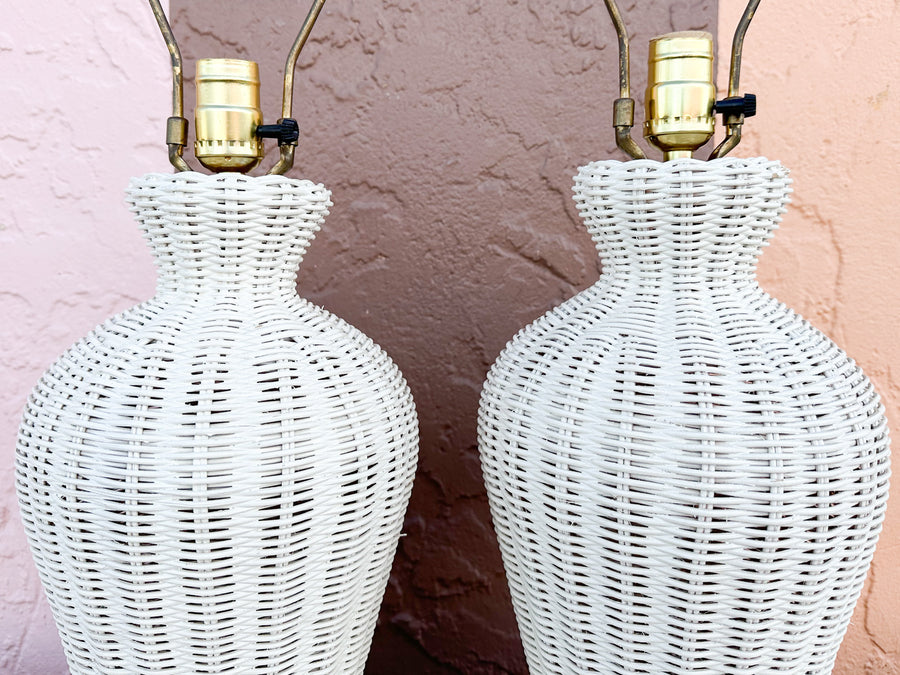 Pair of Cute Wicker Lamps