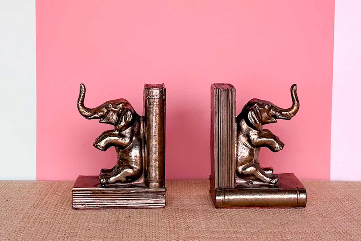 Petite Brass Elephant Bookends