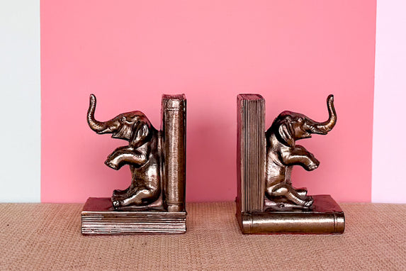 Pair of Petite Brass Elephant Bookends