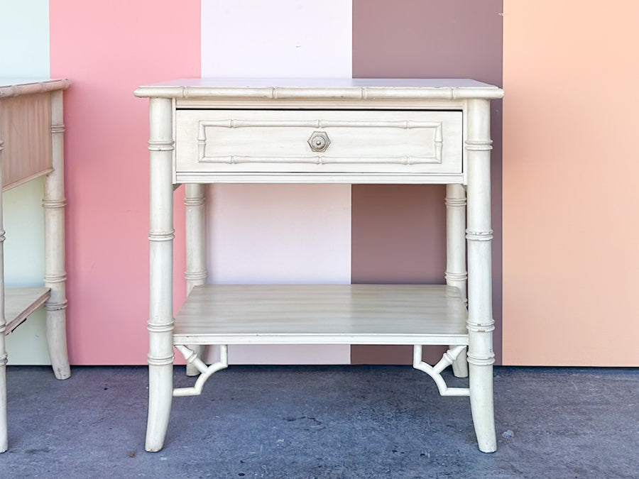 Pair of Thomasville Faux Bamboo Nightstands
