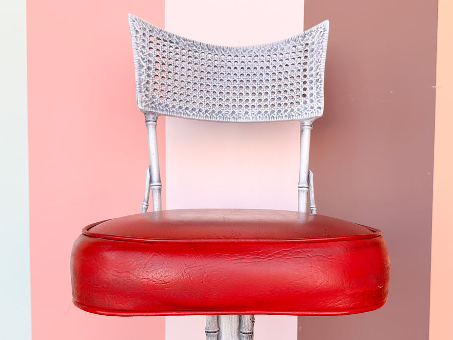 Faux Cane Metal Accent Chair