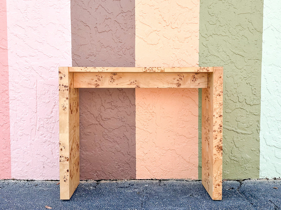 Modern Burl Wood Console Table