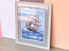 Ship Needlepoint Framed Art
