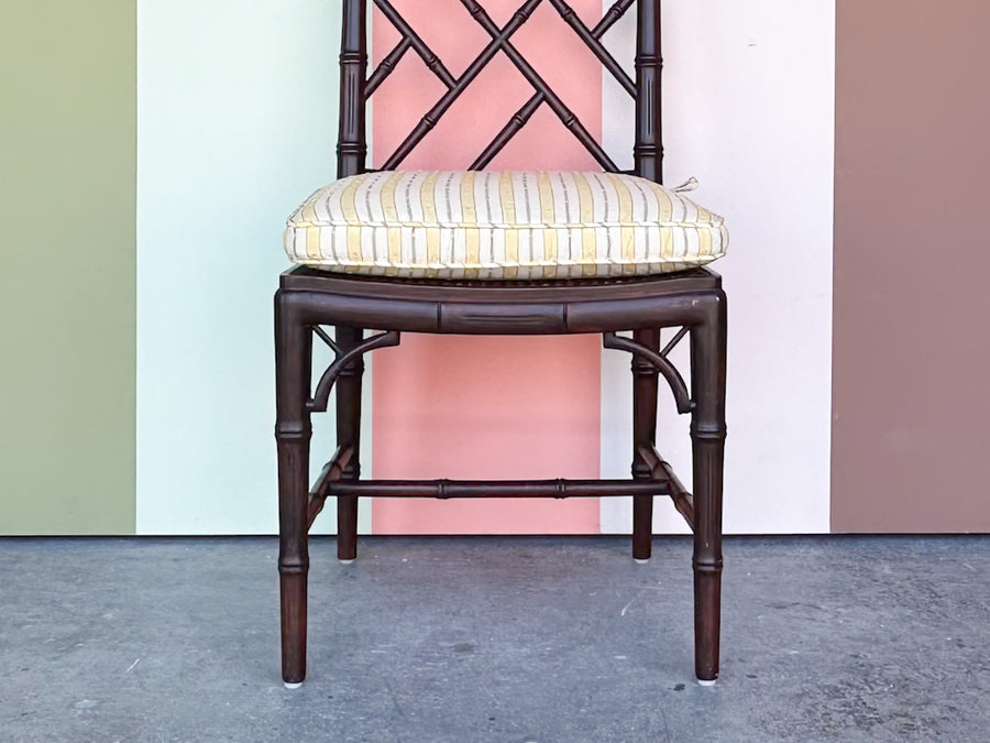 Chippendale Faux Bamboo and Cane Side Chair