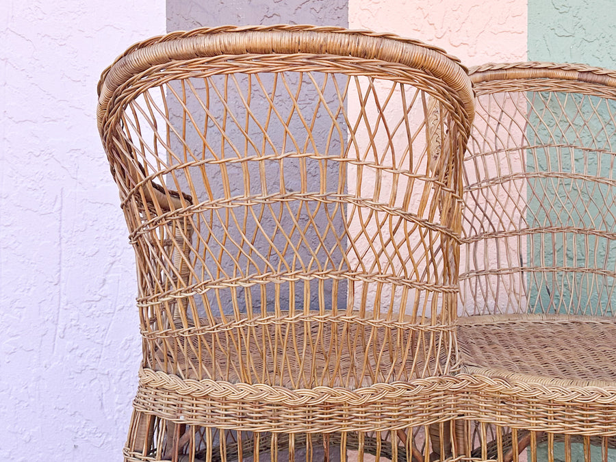 Braided Rattan Kissing Bench