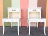 Pair of Wood and Marble French Provencial Side Tables