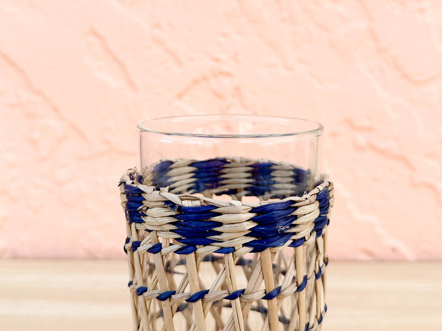 Set of Eight Amanda Lindroth Raffia Wrapped Glass Ware