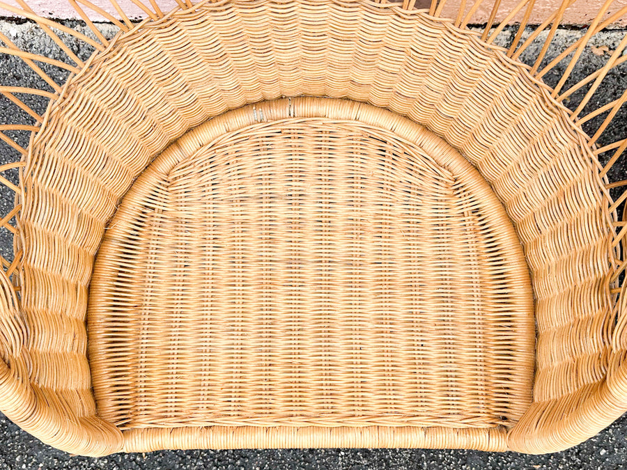 Pair of High Back Rattan Wrapped Chairs
