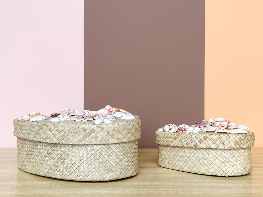 Pair of Heart Shaped Shell Boxes
