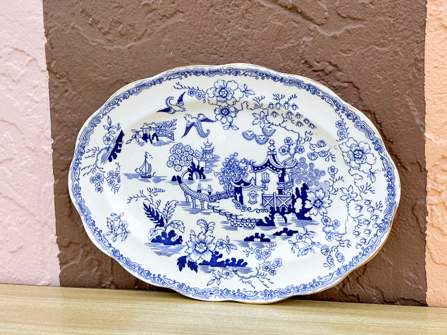 Blue and White Pagoda Plate