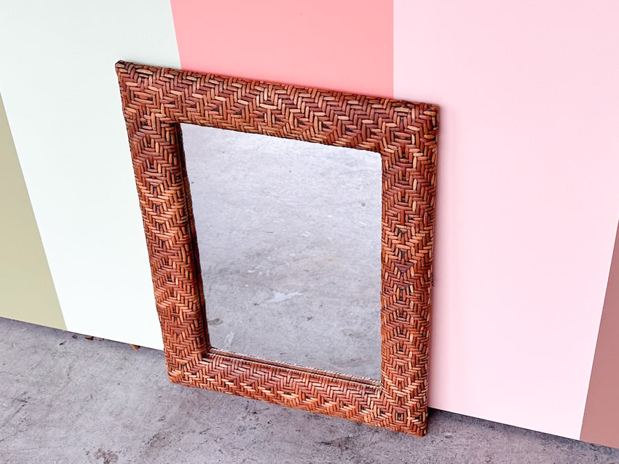 Petite Woven Rattan Mirror