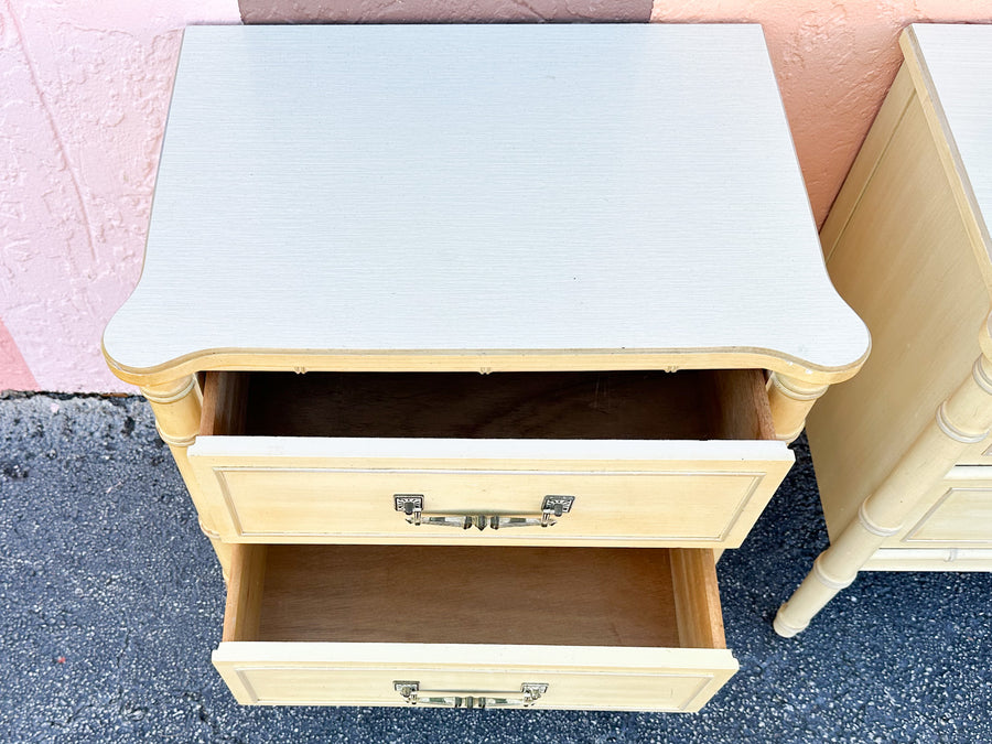 Pair of Henry Link Faux Bamboo Nightstands