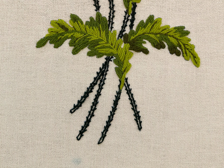 Crewel Poppies in Faux Bamboo Frame