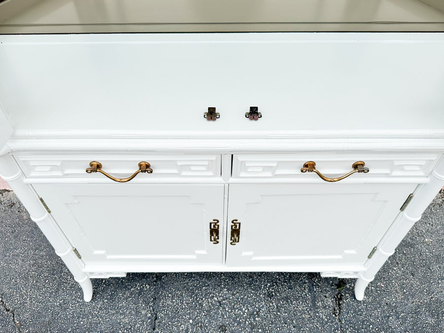 Newly Painted Faux Bamboo Greek Key Century Cabinet