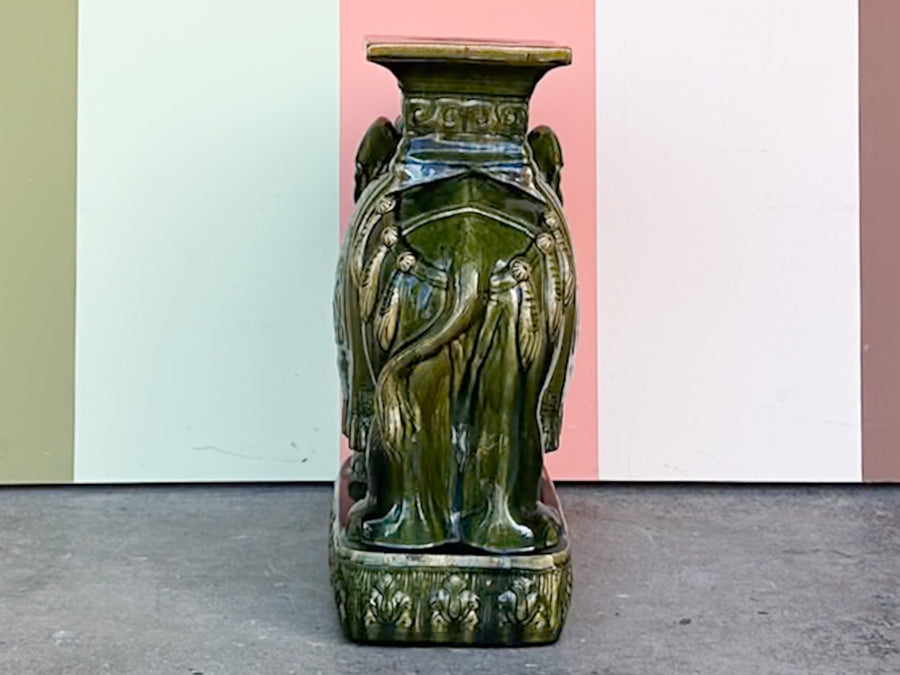 Terracotta Emerald Green Elephant Garden Seat
