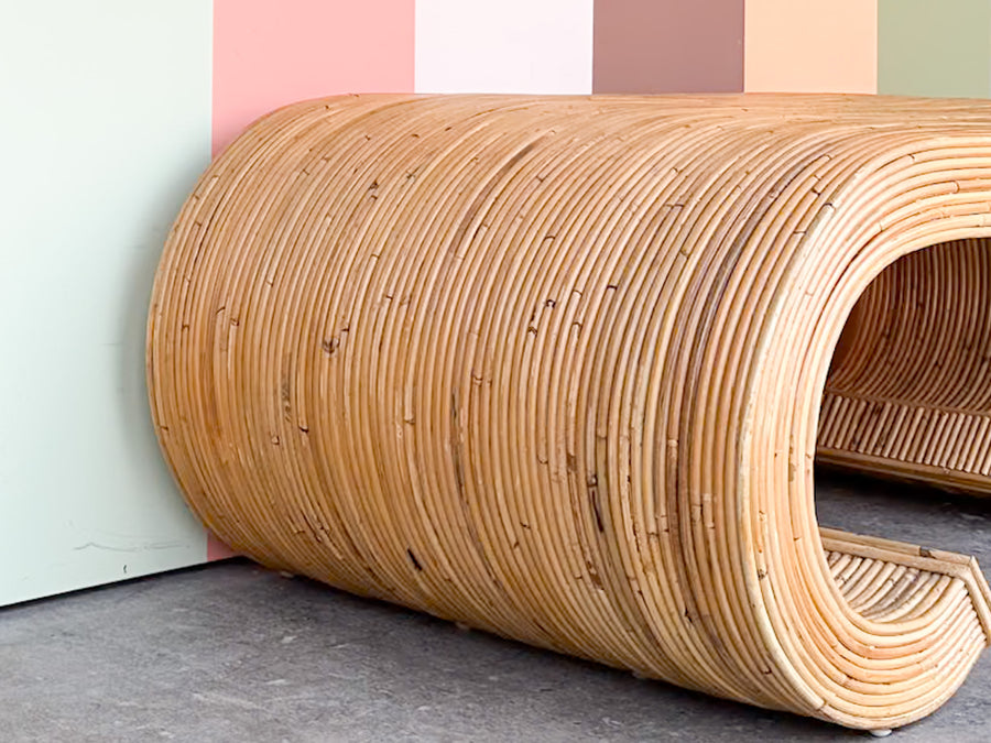 Pencil Reed Rattan Scroll Coffee Table
